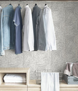 Ink Black Peel & Stick Wallpaper with Abstract Geometric Pattern - NuWallpaper SLS3975