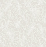 Borneo White Peel & Stick Wallpaper with Modern Botanical Leaf Pattern - NuWallpaper SLS3976