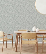 Borneo White Peel & Stick Wallpaper with Modern Botanical Leaf Pattern - NuWallpaper SLS3976