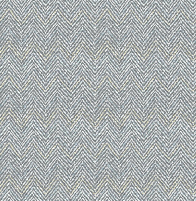 Alden Grey Blue Tweed Chevron Peel & Stick Wallpaper - Scott Living x NuWallpaper SLS4295