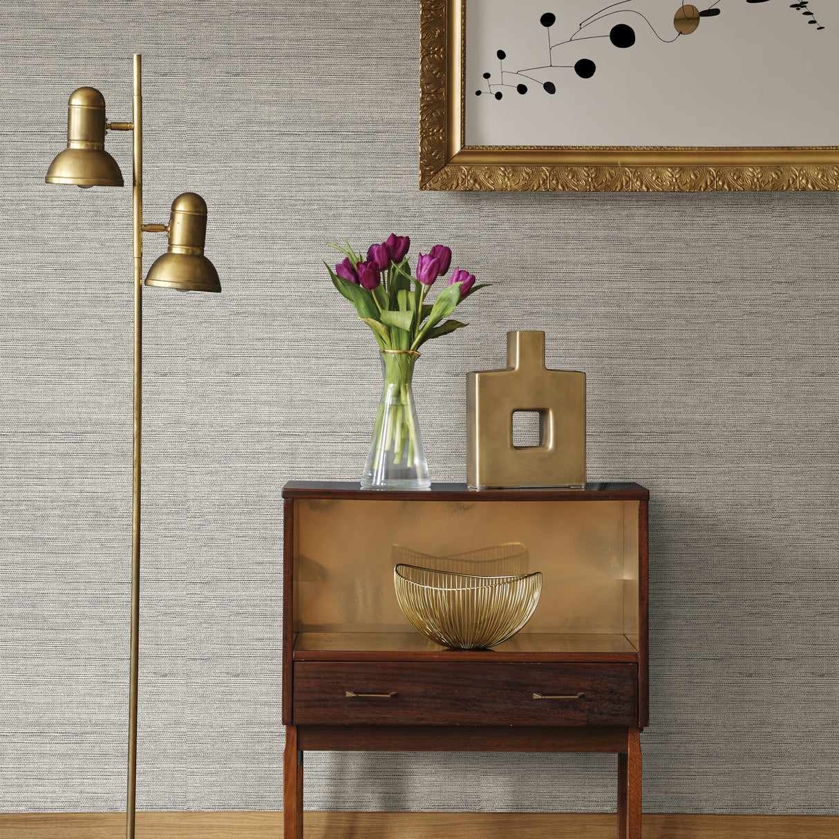 Artisan Weave Graphite by NuWallpaper Self Adhesive Peel and Stick Removable Grasscloth Woven Textured Wallpaper Roll 20.5in x 18ft - SLW3398