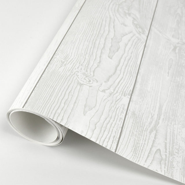 Urban Shiplap White Self Adhesive Peel and Stick Wallpaper with Wood Plank Pattern, Modern Style - SLW3401