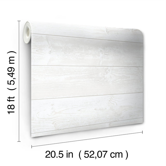 Urban Shiplap White Self Adhesive Peel and Stick Wallpaper with Wood Plank Pattern, Modern Style - SLW3401