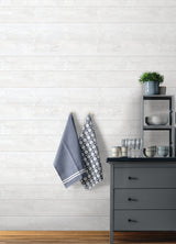 Urban Shiplap White Self Adhesive Peel and Stick Wallpaper with Wood Plank Pattern, Modern Style - SLW3401