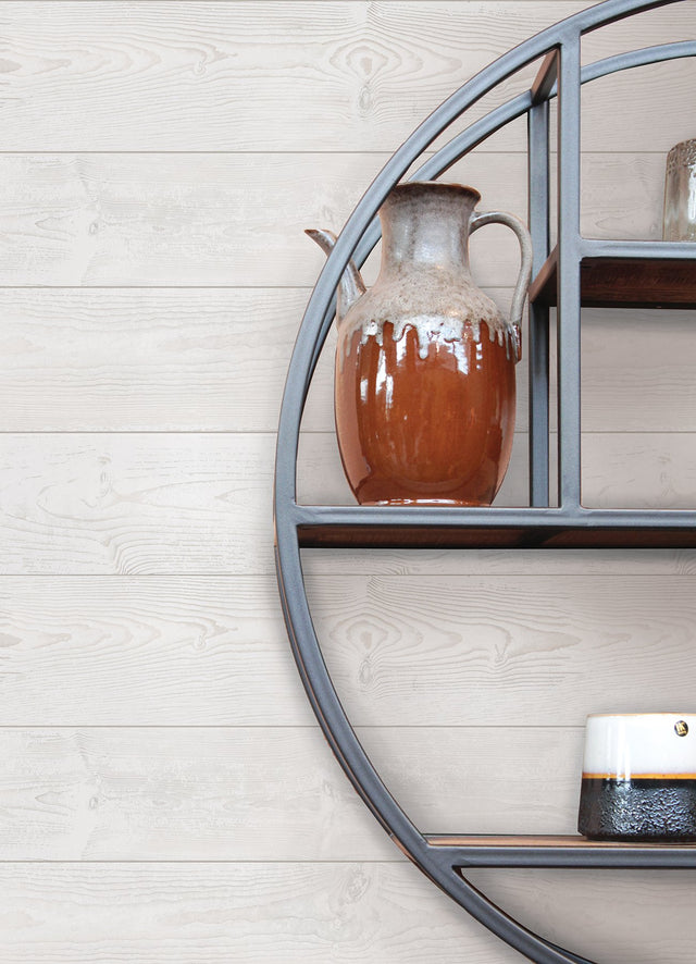 Urban Shiplap White Self Adhesive Peel and Stick Wallpaper with Wood Plank Pattern, Modern Style - SLW3401