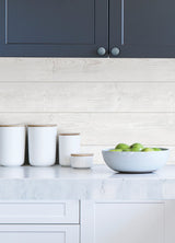 Urban Shiplap White Self Adhesive Peel and Stick Wallpaper with Wood Plank Pattern, Modern Style - SLW3401
