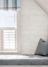 Urban Shiplap White Self Adhesive Peel and Stick Wallpaper with Wood Plank Pattern, Modern Style - SLW3401