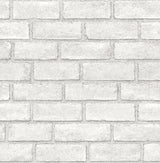 District Brick White Peel and Stick Wallpaper with Modern Brick Pattern - Scott Living SLW3404