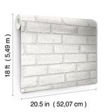 District Brick White Peel and Stick Wallpaper with Modern Brick Pattern - Scott Living SLW3404