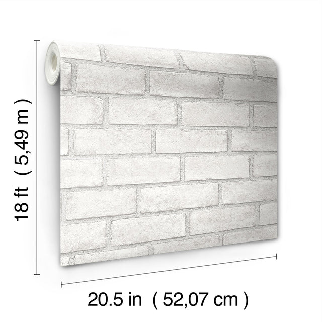 District Brick White Peel and Stick Wallpaper with Modern Brick Pattern - Scott Living SLW3404