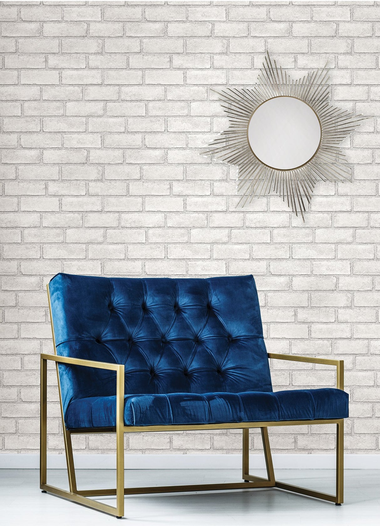 District Brick White Peel and Stick Wallpaper with Modern Brick Pattern - Scott Living SLW3404