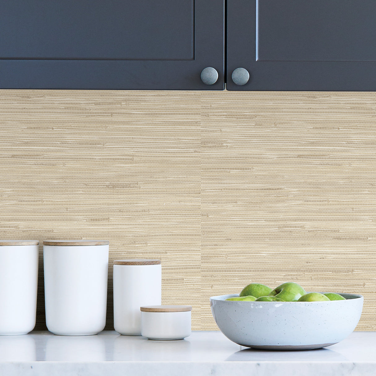 Seagrass Natural by NuWallpaper Peel and Stick Self Adhesive Fully Removable Vinyl Grasscloth Textured Wallpaper WallPops Collection - SLW3409