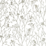 Whistler Grey and White Botanical Branches Peel and Stick Wallpaper by NuWallpaper - SLW3416