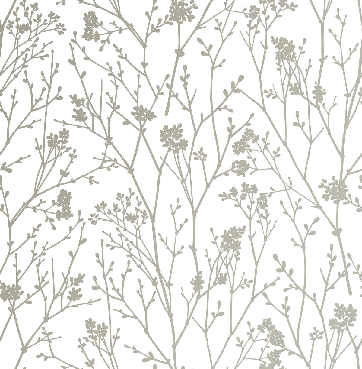 Whistler Grey and White Botanical Branches Peel and Stick Wallpaper by NuWallpaper - SLW3416