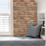 Brick Revival Brick Red by NuWallpaper Peel and Stick Self Adhesive Vinyl Wallpaper - SLW3418