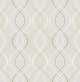 Relativity Neutral Cream and Gold Geometric Ogee Peel and Stick Wallpaper by NuWallpaper - SLW3420