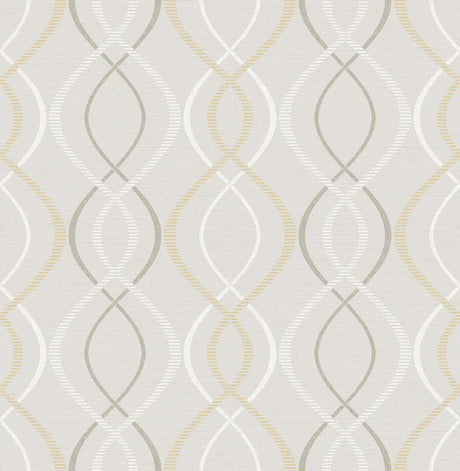 Relativity Neutral Cream and Gold Geometric Ogee Peel and Stick Wallpaper by NuWallpaper - SLW3420