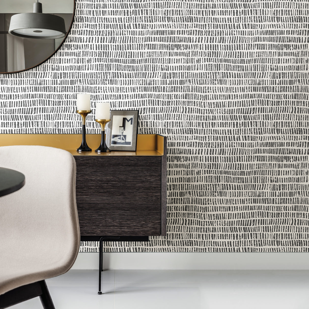 Modern Magic Grey and White by NuWallpaper Abstract Brushstroke Dash Peel and Stick Self Adhesive Wallpaper - SLW3421