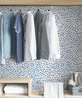 Bindu Blue and White Watercolor Brushstroke Dot Pattern Self Adhesive Peel and Stick Removable Wallpaper by NuWallpaper WallPops - SLW3701
