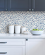 Bindu Blue and White Watercolor Brushstroke Dot Pattern Self Adhesive Peel and Stick Removable Wallpaper by NuWallpaper WallPops - SLW3701
