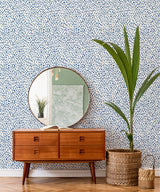 Bindu Blue and White Watercolor Brushstroke Dot Pattern Self Adhesive Peel and Stick Removable Wallpaper by NuWallpaper WallPops - SLW3701
