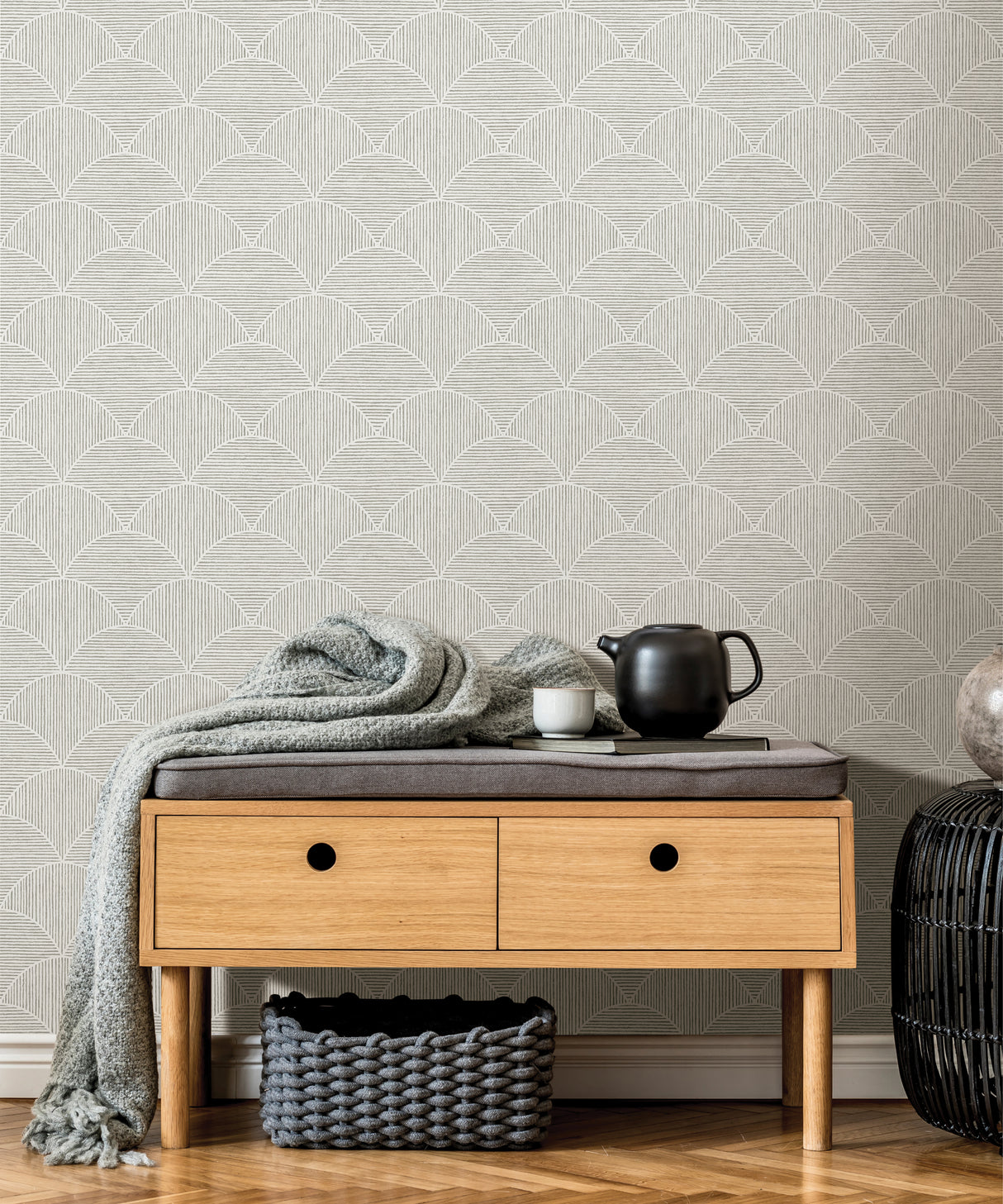 Quinn Grey Geometric Peel and Stick Self Adhesive Wallpaper by NuWallpaper WallPops Collection 20.5-in x 18-ft Roll - SLW3703