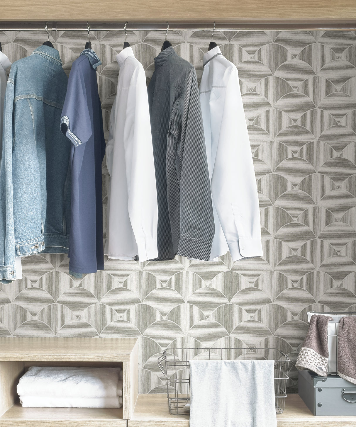 Quinn Grey Geometric Peel and Stick Self Adhesive Wallpaper by NuWallpaper WallPops Collection 20.5-in x 18-ft Roll - SLW3703