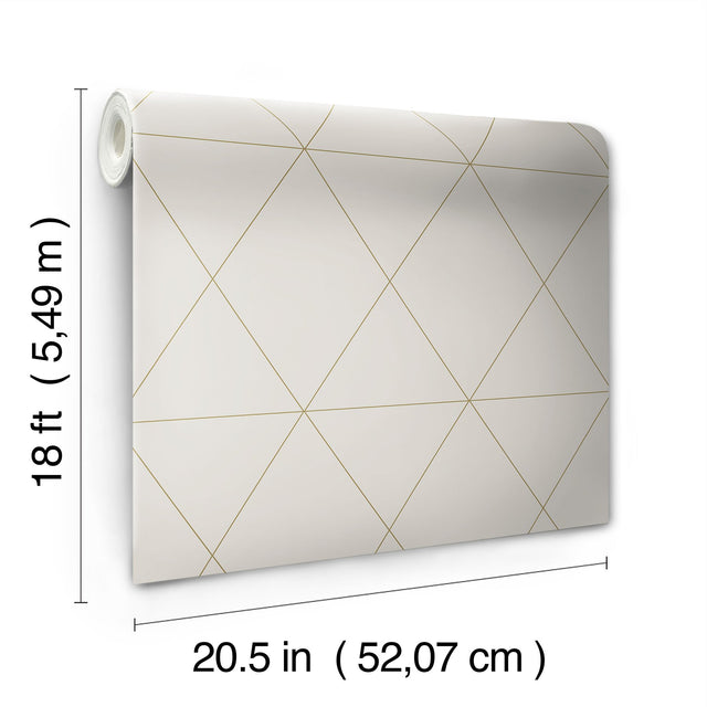Double Take Gold Grey Self Adhesive Peel & Stick Vinyl Wallpaper with Modern Geometric Pattern - Scott Living SLW3706