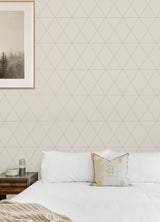 Double Take Gold Grey Self Adhesive Peel & Stick Vinyl Wallpaper with Modern Geometric Pattern - Scott Living SLW3706