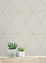 Double Take Gold Grey Self Adhesive Peel & Stick Vinyl Wallpaper with Modern Geometric Pattern - Scott Living SLW3706