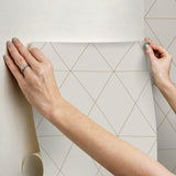 Double Take Gold Grey Self Adhesive Peel & Stick Vinyl Wallpaper with Modern Geometric Pattern - Scott Living SLW3706