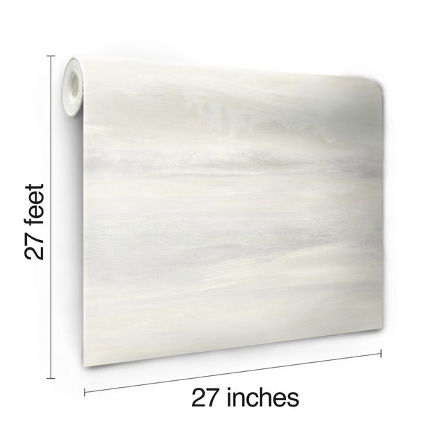 Soothing Mists Scenic White Wallpaper with Tranquil Watercolor Landscape - York SO2430