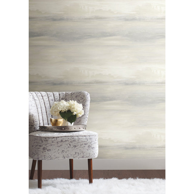 Soothing Mists Scenic White Wallpaper with Tranquil Watercolor Landscape - York SO2430