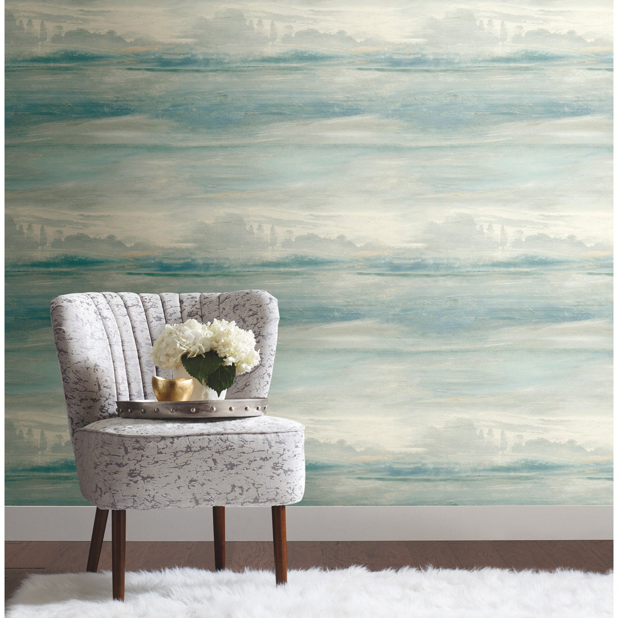 Soothing Mists Scenic Light Blue Wallpaper with Abstract Watercolor Motif - York SO2432
