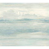 Soothing Mists Scenic Blue Wallpaper with Watercolor Landscape Motif - York SO2434