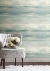 Soothing Mists Scenic Blue Wallpaper with Watercolor Landscape Motif - York SO2434