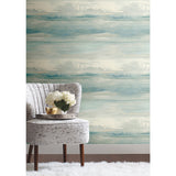 Soothing Mists Scenic Blue Wallpaper with Watercolor Landscape Motif - York SO2434