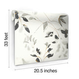 Linden Flower Black Wallpaper with Watercolor Floral Motif - York SO2442