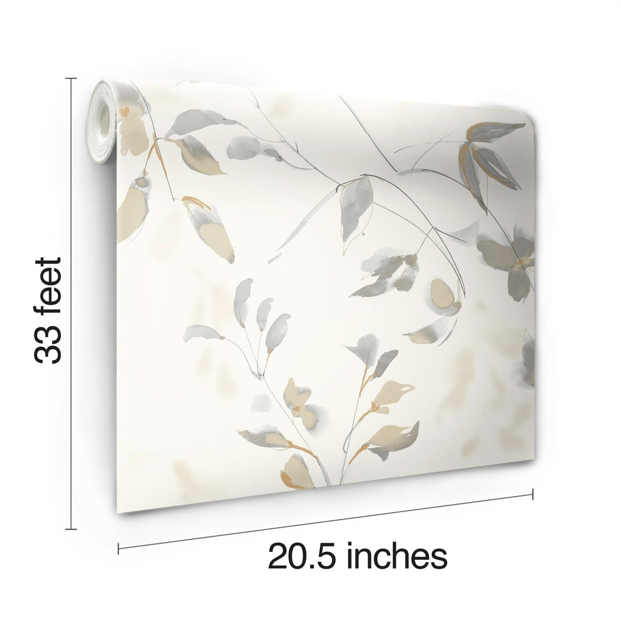 Linden Flower Tan Wallpaper with Watercolor Floral Motif - York SO2444