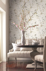 Linden Flower Tan Wallpaper with Watercolor Floral Motif - York SO2444