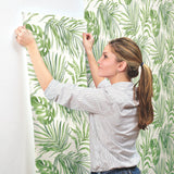 Paradise Palm Green Wallpaper with Tropical Palm Leaf Motif - York SO2450