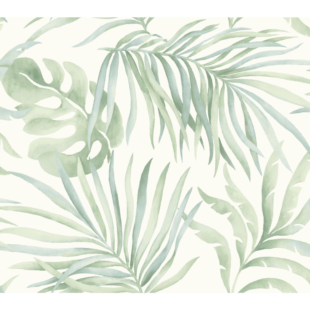 Paradise Palm Light Green Wallpaper with Botanical Palm Leaf Pattern - York SO2452