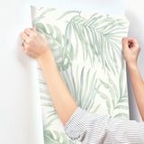Paradise Palm Light Green Wallpaper with Botanical Palm Leaf Pattern - York SO2452