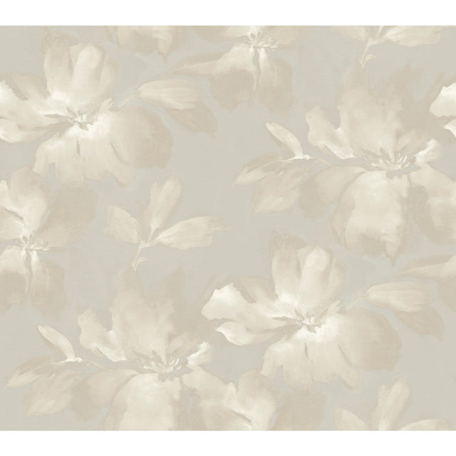 Midnight Blooms Grey Wallpaper with Painterly Floral Motif - York SO2472