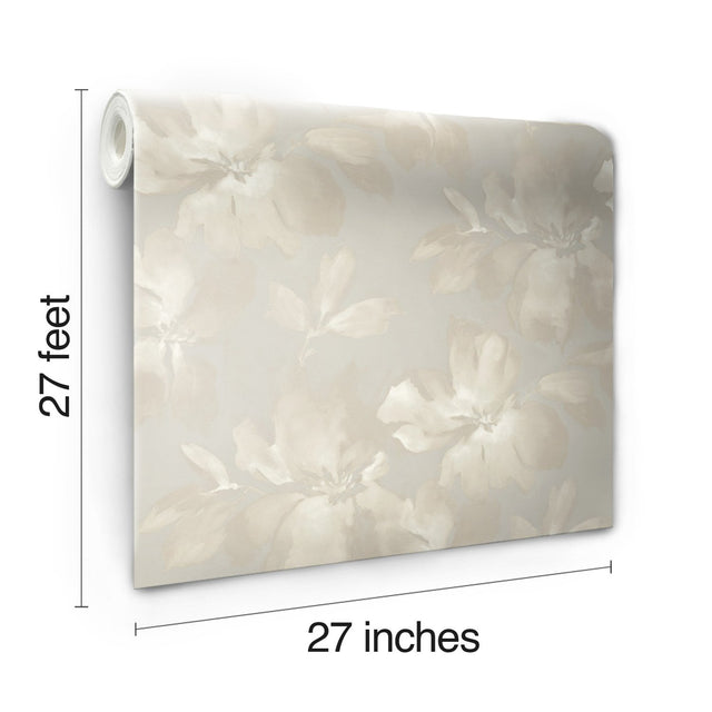 Midnight Blooms Grey Wallpaper with Painterly Floral Motif - York SO2472