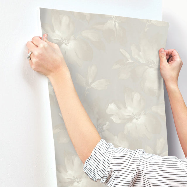 Midnight Blooms Grey Wallpaper with Painterly Floral Motif - York SO2472