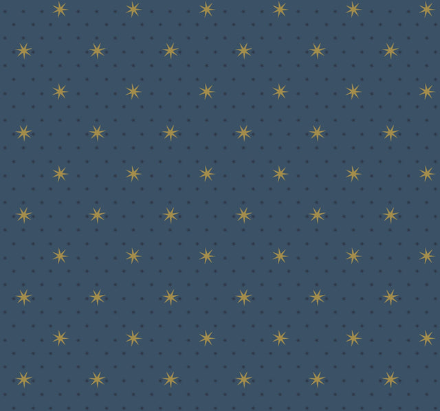 Stella Star Navy Metallic Wallpaper with Celestial Metallic Star Motif - York SP1498