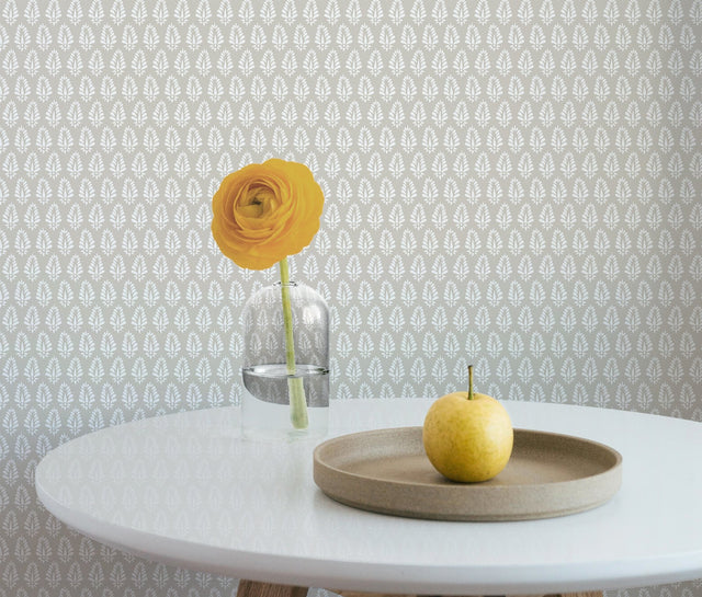 Mehndi Taupe Wallpaper with Petite Botanical Medallion Small Print - York SP1522