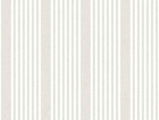 French Linen Stripe Soft Linen Wallpaper with Neutral Linen-Look Vertical Stripes - York SR1581
