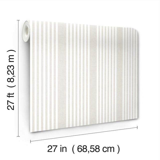 French Soft Linen Stripe Wallpaper in Soft Linen with Farmhouse Stripes Pattern - York SR1581MH